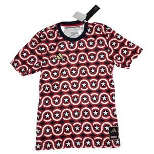 2023 New Adidas MLS x Marvel Preshi US Captain America AOP Soccer Jersey Small
